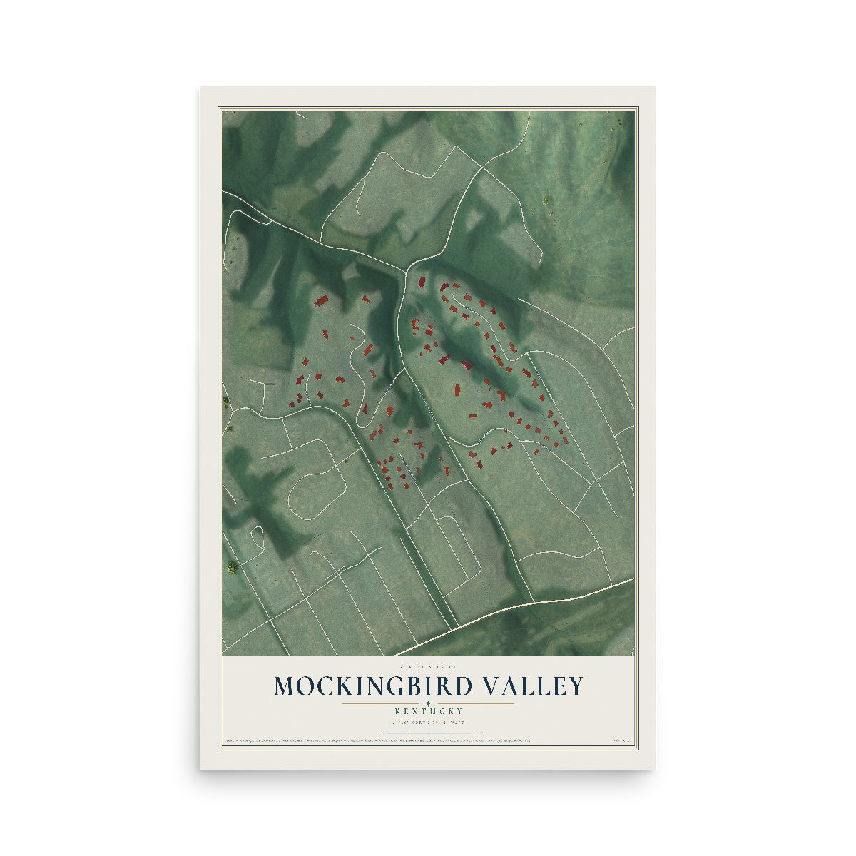 Map of Mockingbird Valley, Kentucky, 12 x 18 inch unframed archival matte print