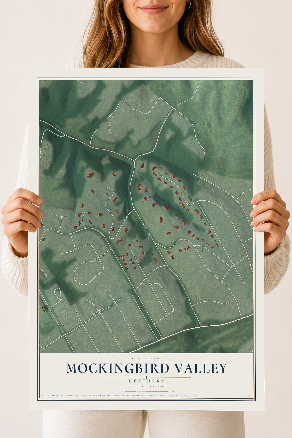 Map of Mockingbird Valley, Kentucky, 18 x 24 inch unframed archival matte print