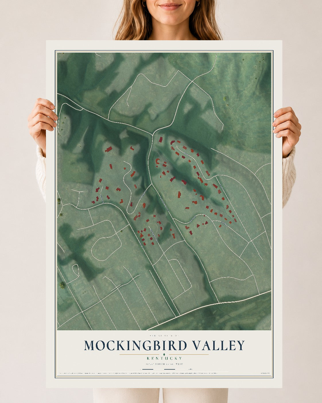 Map of Mockingbird Valley, Kentucky, 24 x 36 inch unframed archival matte print
