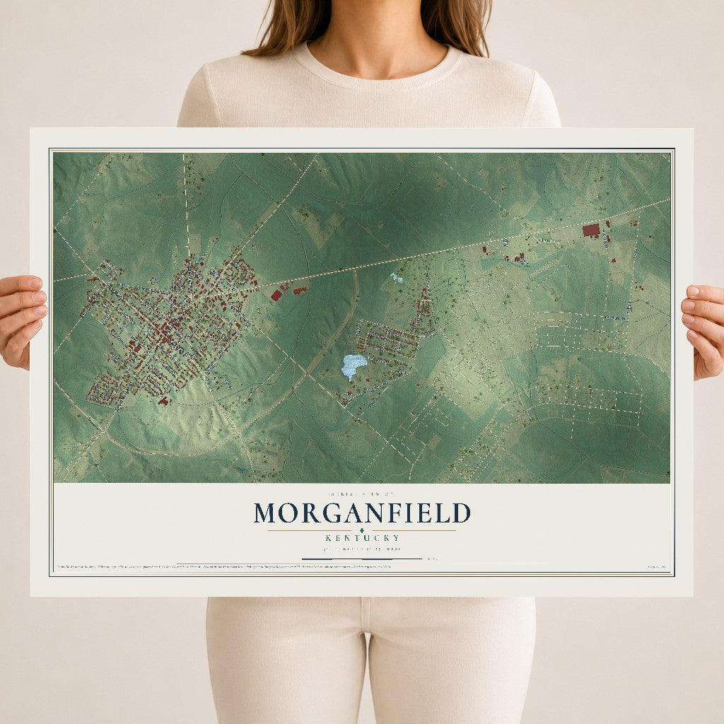 Map of Morganfield, Kentucky, 18 x 24 inch unframed archival matte print