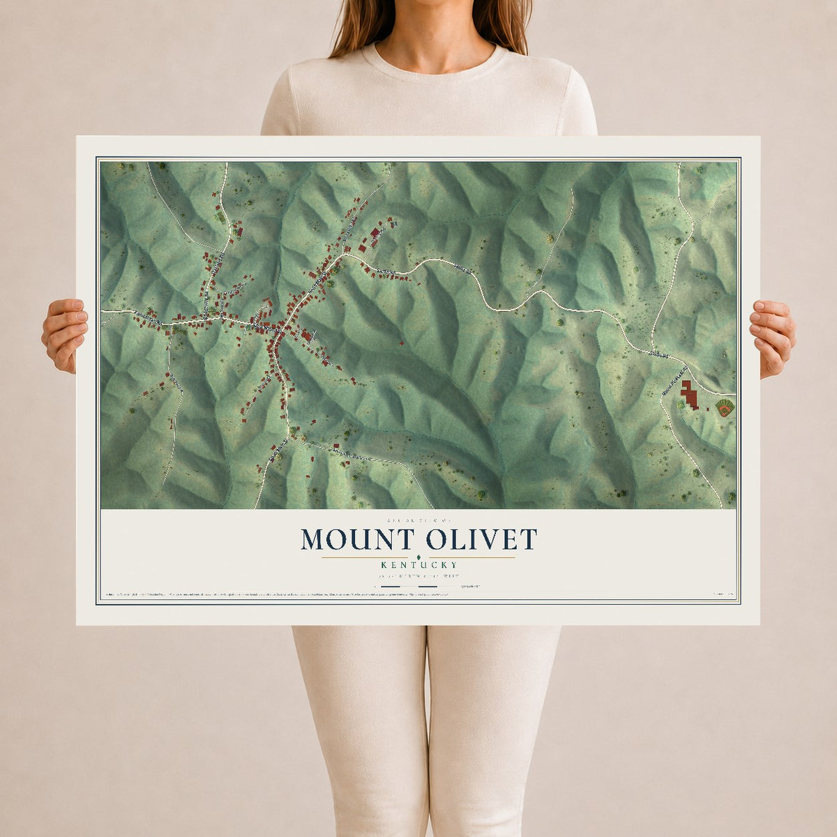 Map of Mount Olivet, Kentucky, 24 x 36 inch unframed archival matte print
