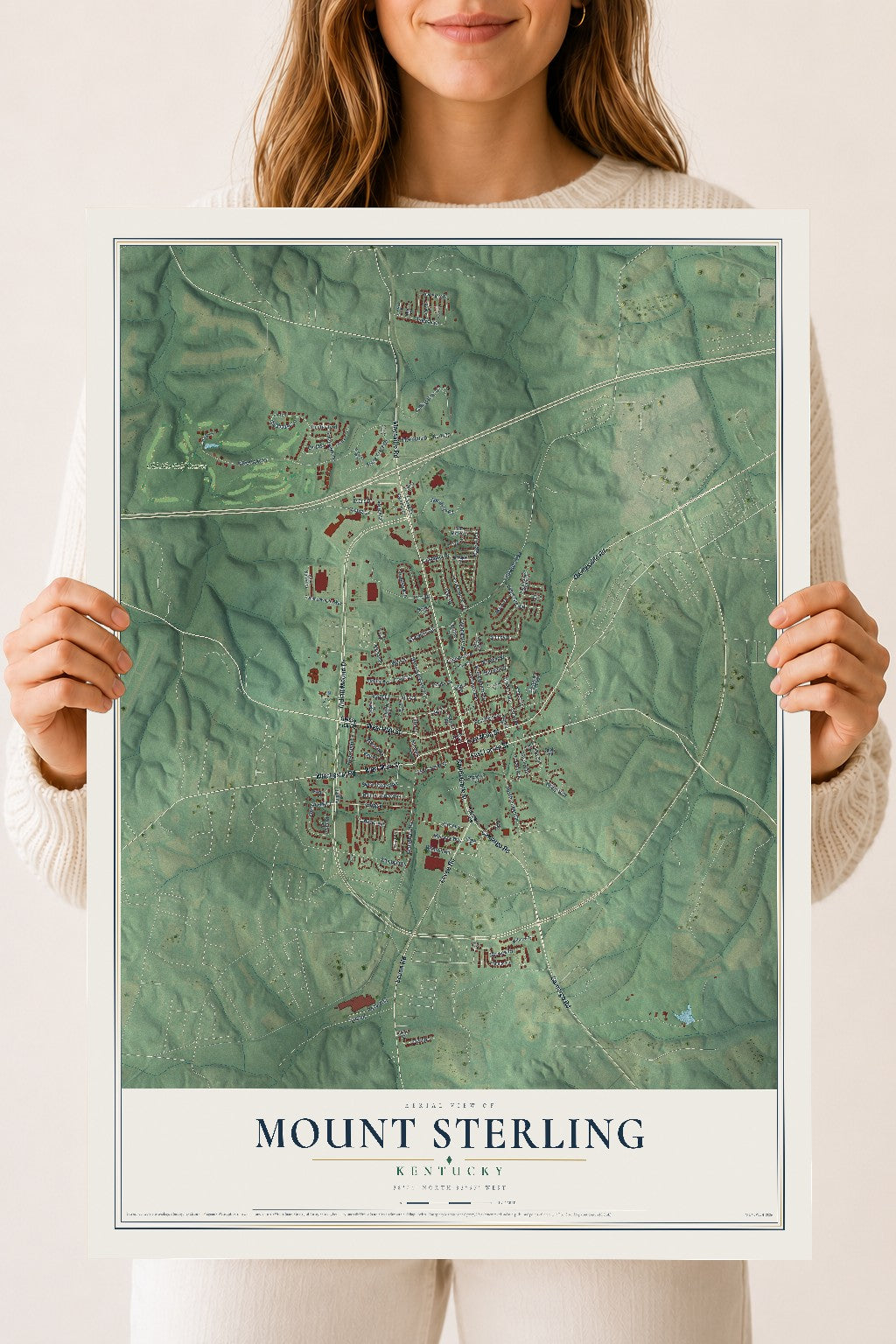 Map of Mount Sterling, Kentucky, 18 x 24 inch unframed archival matte print