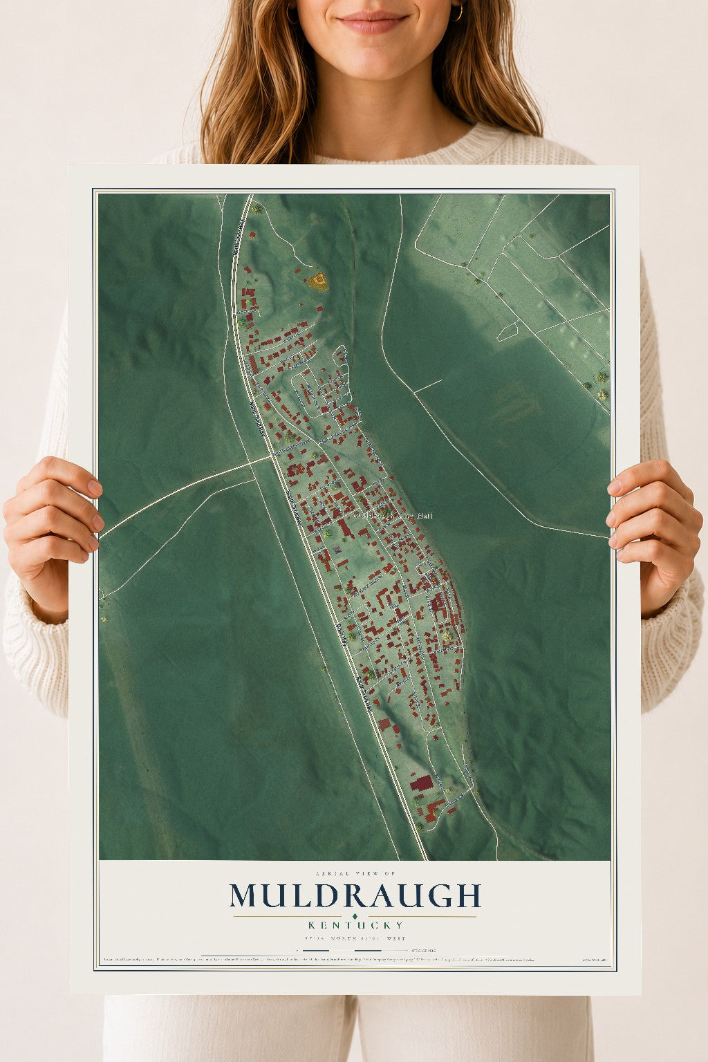 Map of Muldraugh, Kentucky, 18 x 24 inch unframed archival matte print