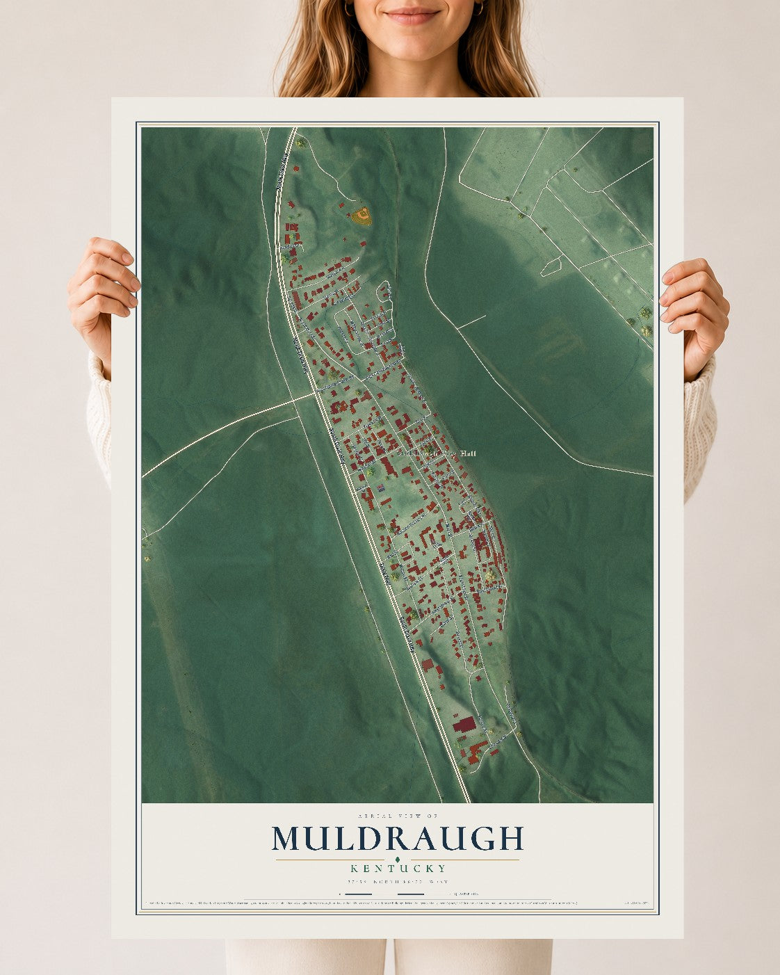 Map of Muldraugh, Kentucky, 24 x 36 inch unframed archival matte print