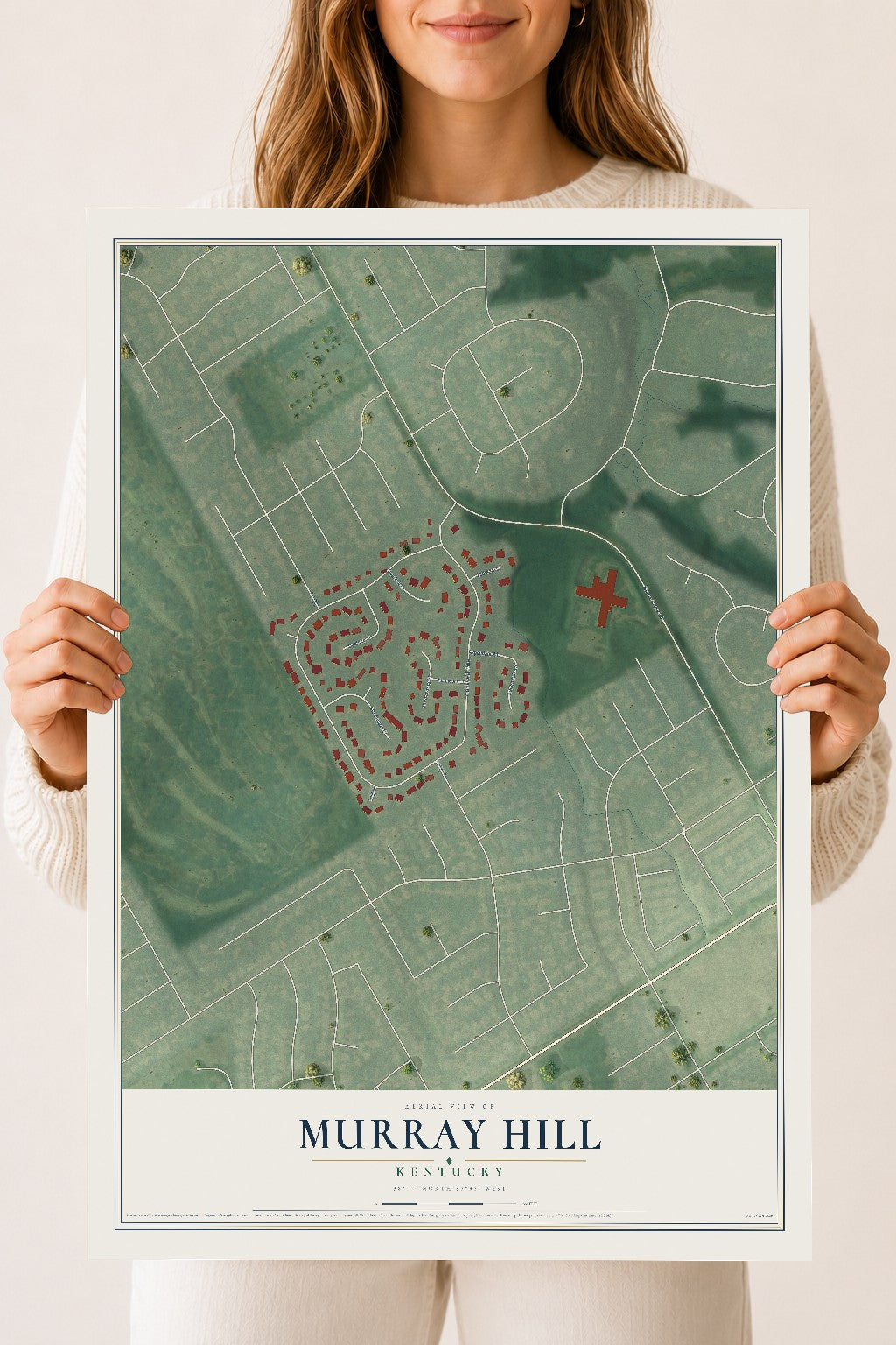 Map of Murray Hill, Kentucky, 18 x 24 inch unframed archival matte print