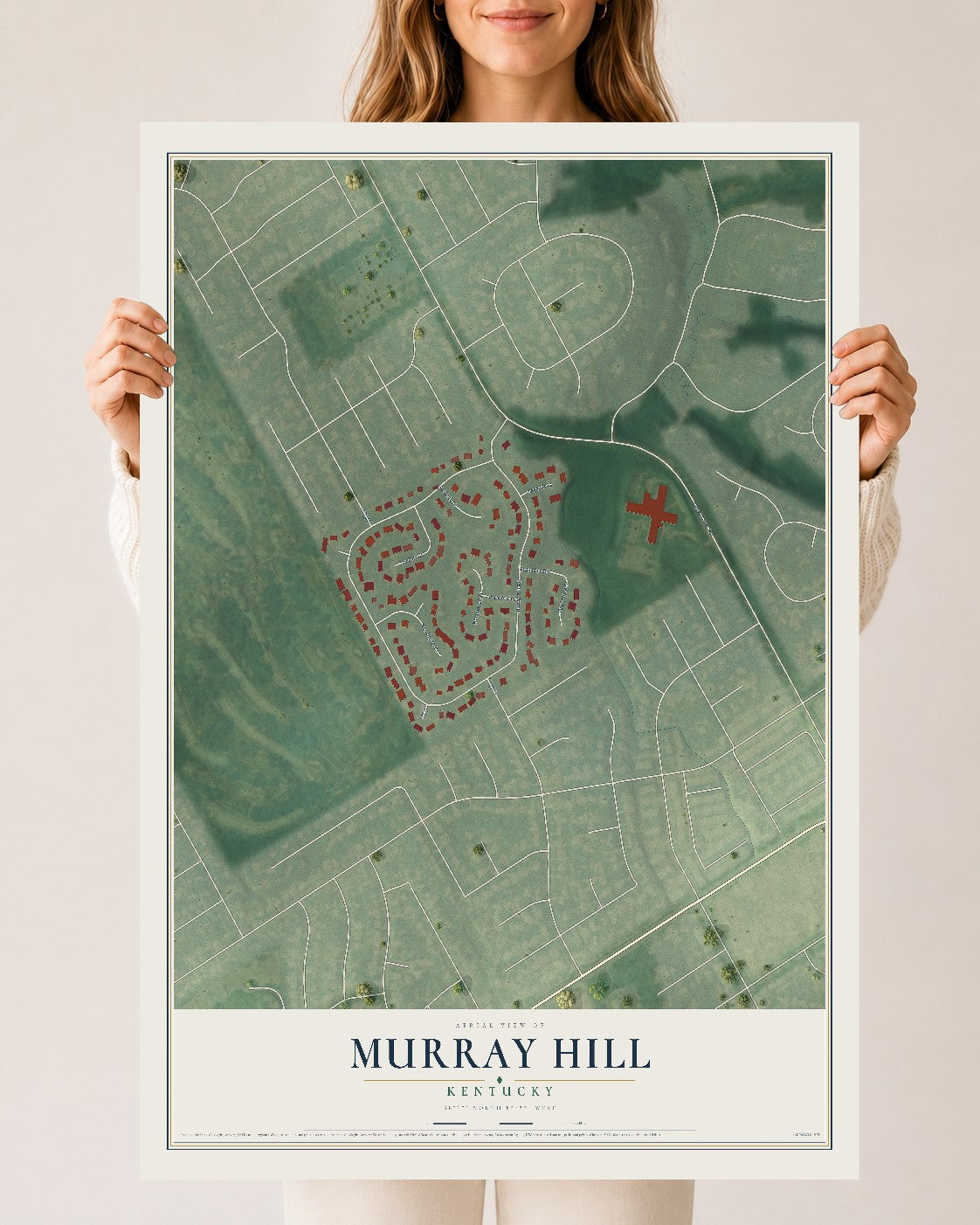 Map of Murray Hill, Kentucky, 24 x 36 inch unframed archival matte print