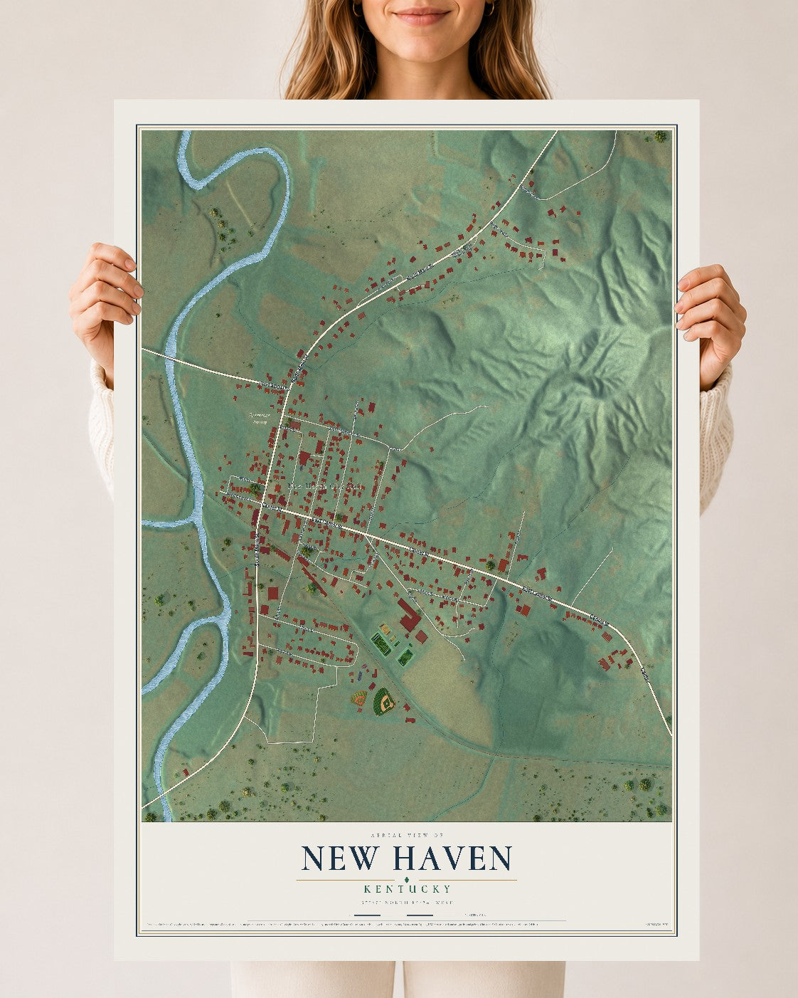 Map of New Haven, Kentucky, 24 x 36 inch unframed archival matte print