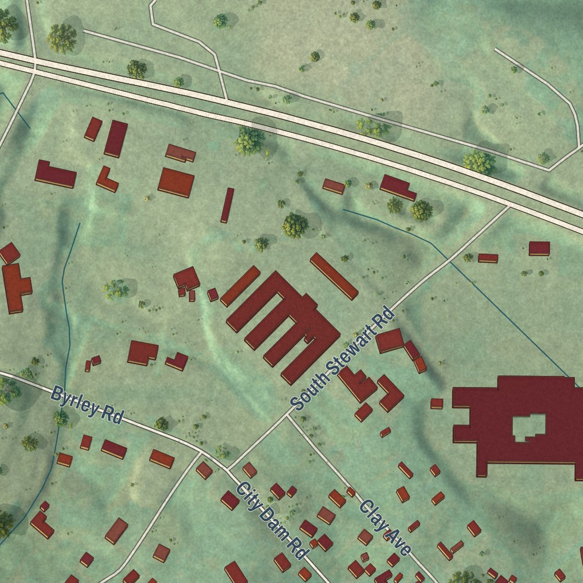Close-up of the map of North Corbin, Kentucky print showing street and building detail