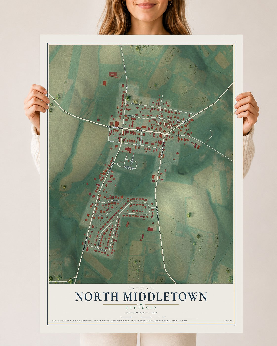 Map of North Middletown, Kentucky, 24 x 36 inch unframed archival matte print