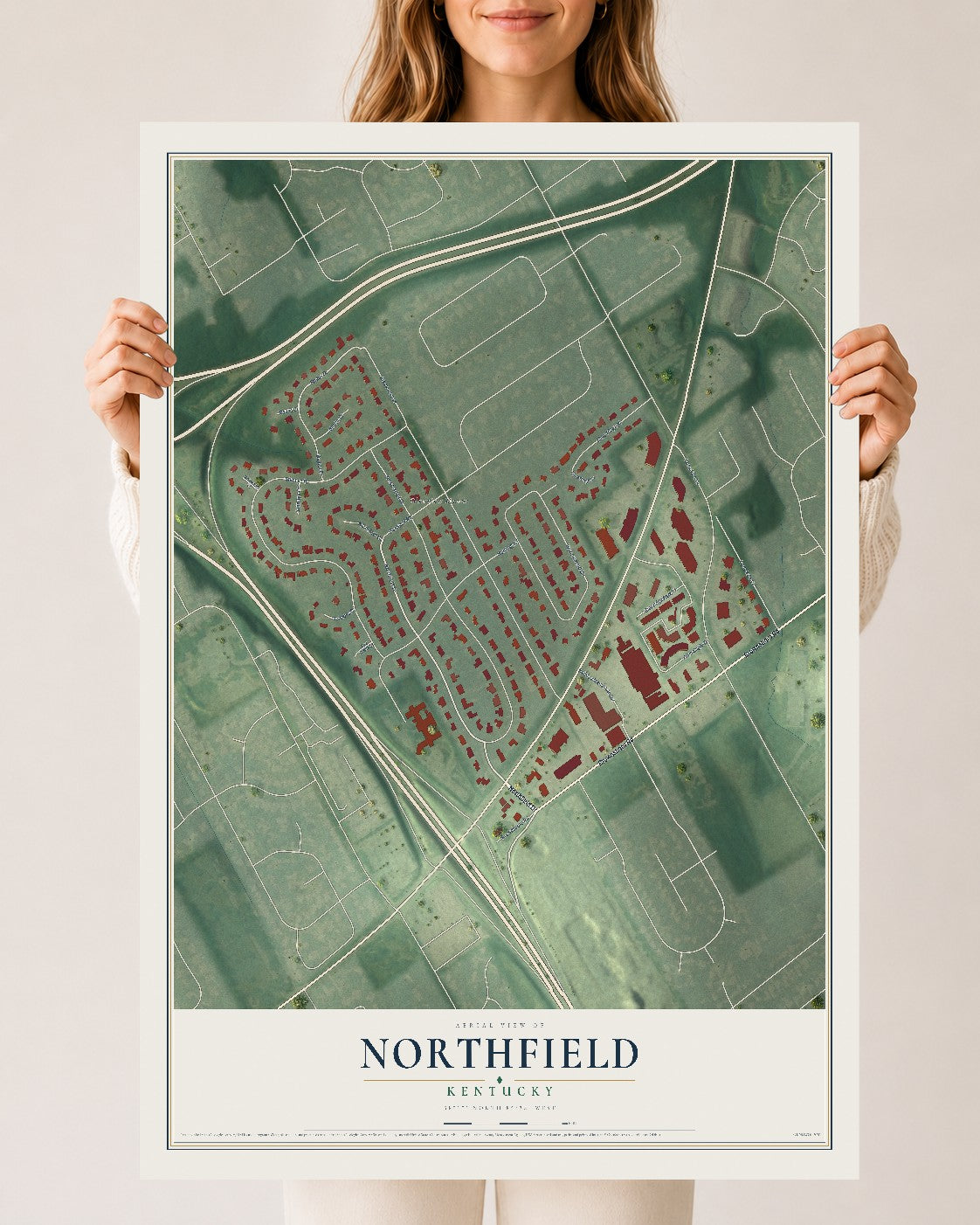 Map of Northfield, Kentucky, 24 x 36 inch unframed archival matte print