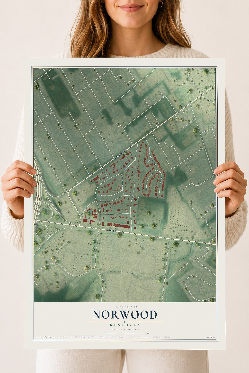 Map of Norwood, Kentucky, 18 x 24 inch unframed archival matte print