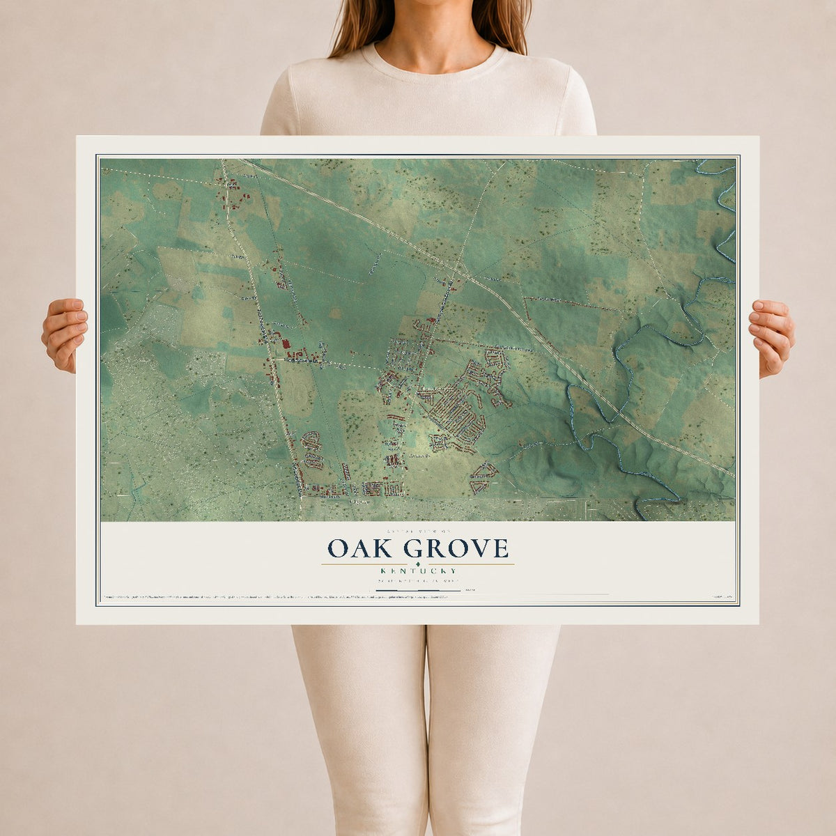 Map of Oak Grove, Kentucky, 24 x 36 inch unframed archival matte print