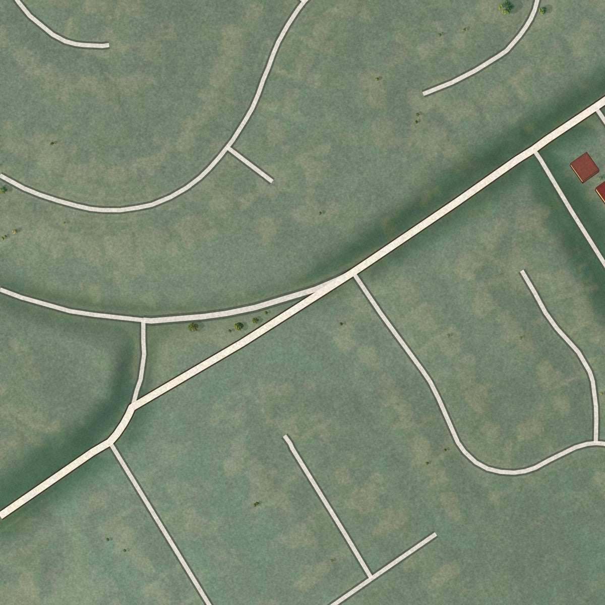 Second close-up of the map of Old Brownsboro Place, Kentucky print showing more streets and buildings