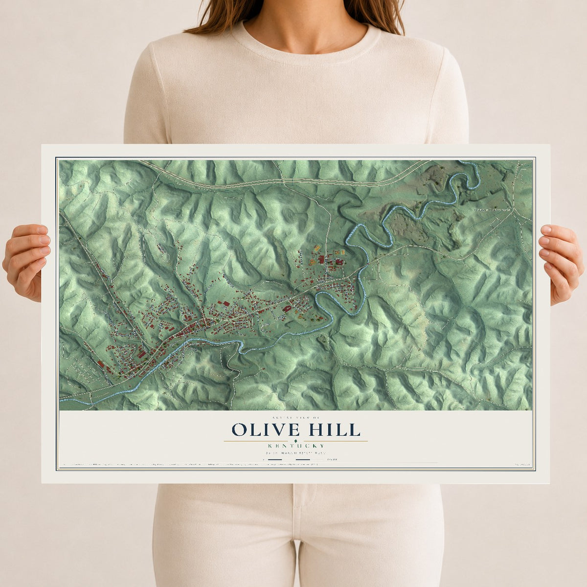 Map of Olive Hill, Kentucky, 12 x 18 inch unframed archival matte print