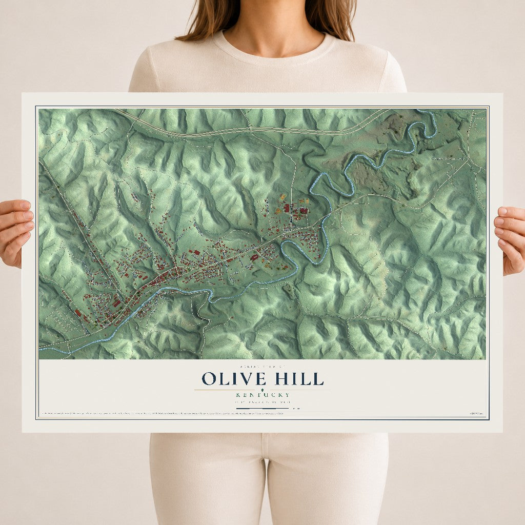 Map of Olive Hill, Kentucky, 18 x 24 inch unframed archival matte print