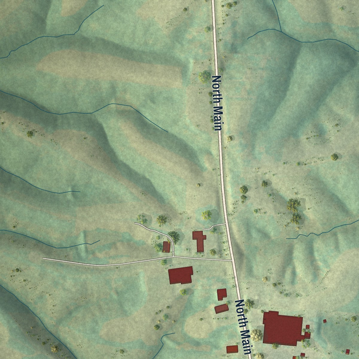 Second close-up of the map of Owenton, Kentucky print showing more streets and buildings