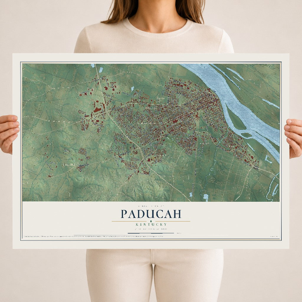 Map of Paducah, Kentucky, 18 x 24 inch unframed archival matte print
