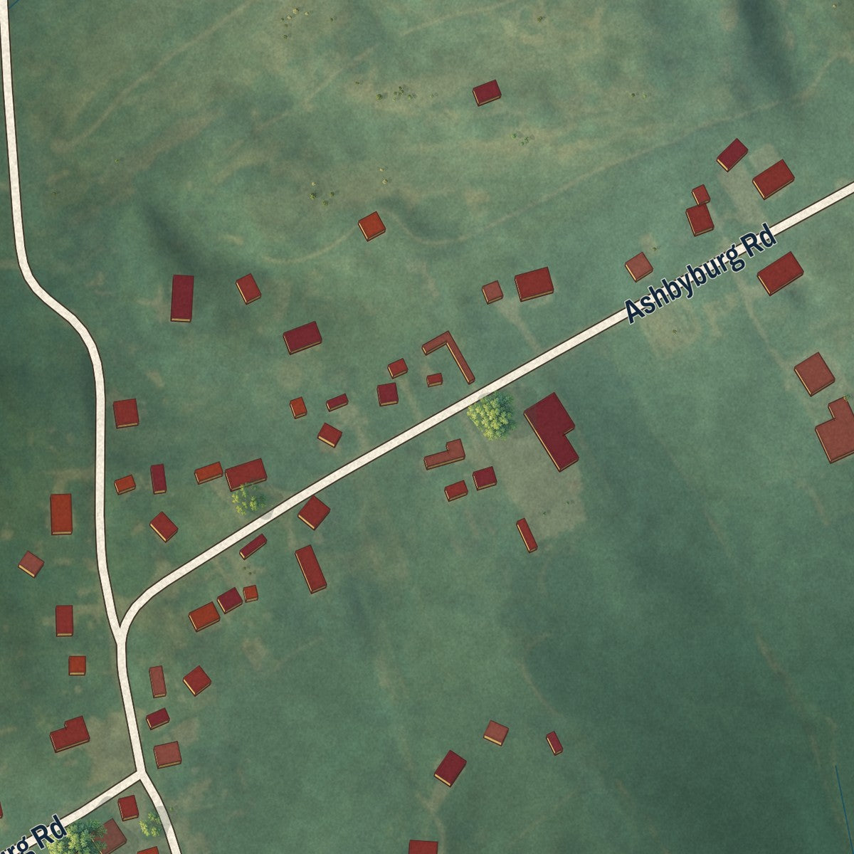 Close-up of the map of Panther, Kentucky print showing street and building detail