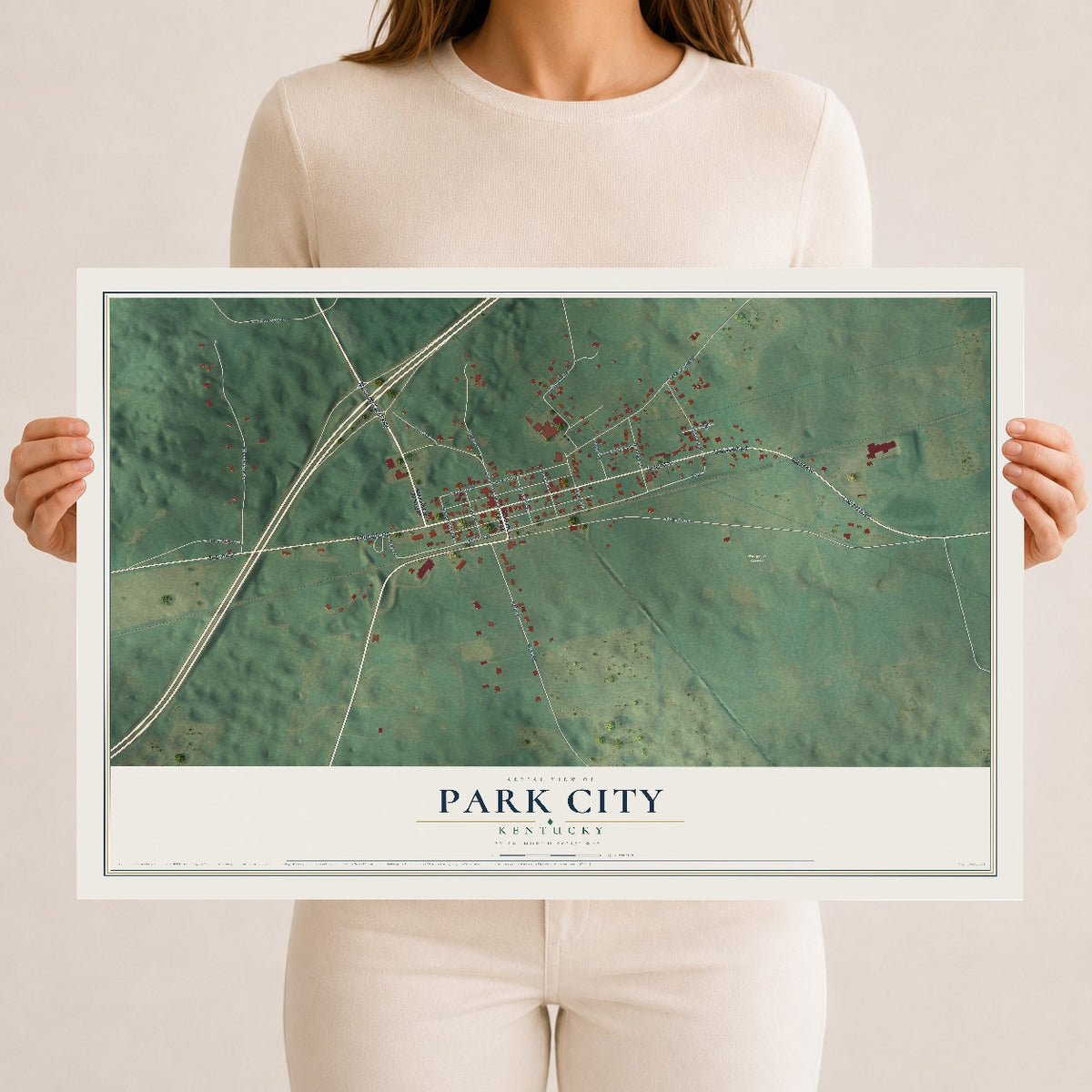 Map of Park City, Kentucky, 12 x 18 inch unframed archival matte print