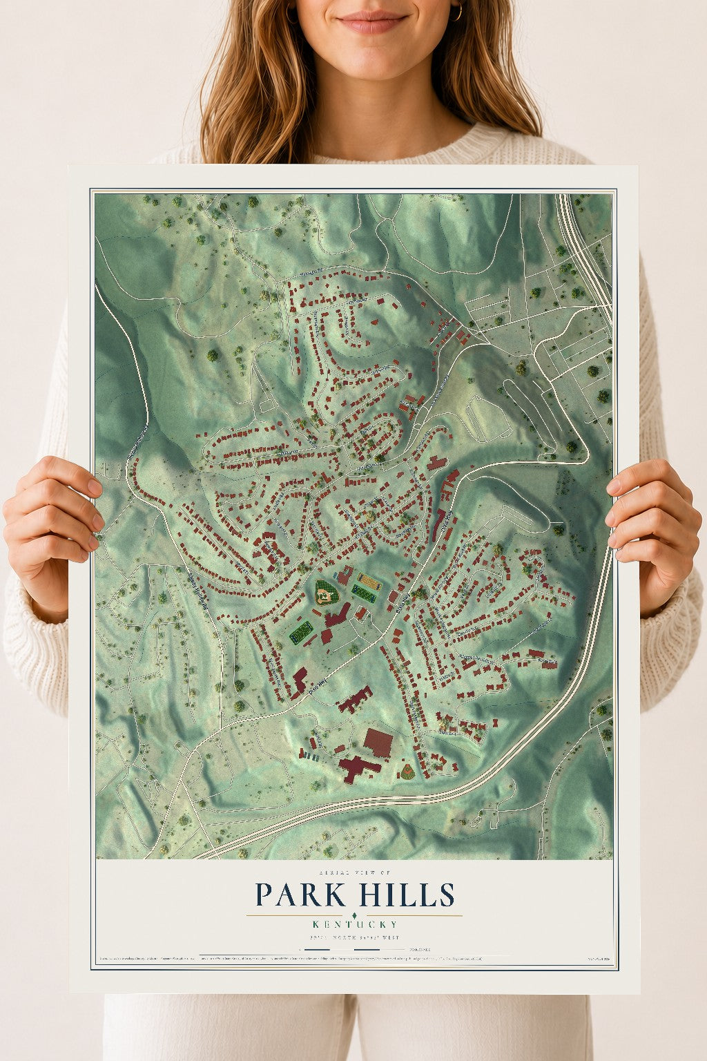 Map of Park Hills, Kentucky, 18 x 24 inch unframed archival matte print