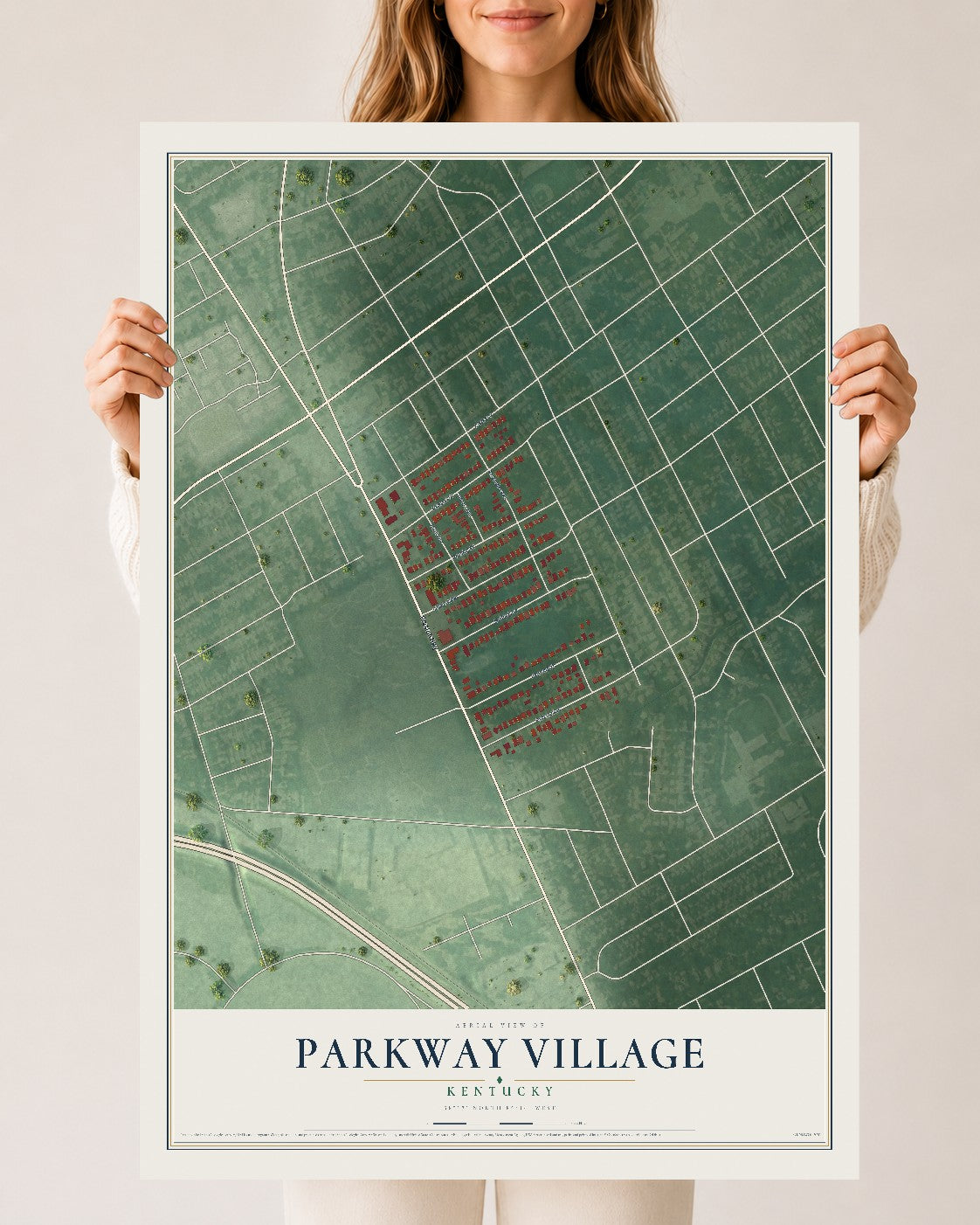 Map of Parkway Village, Kentucky, 24 x 36 inch unframed archival matte print