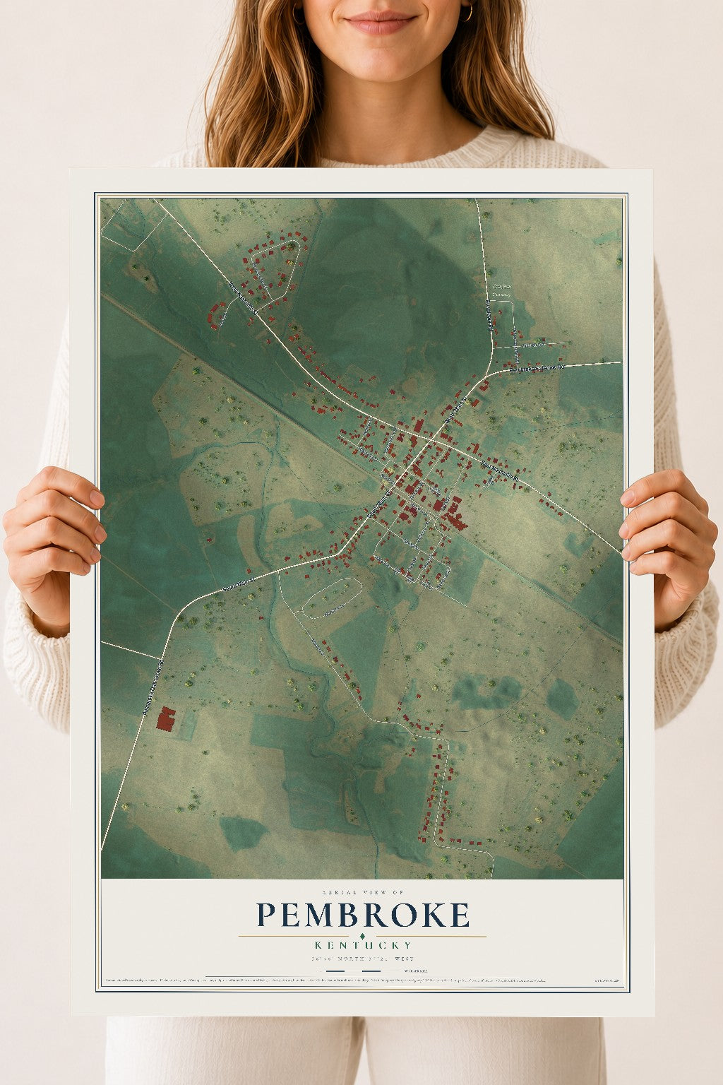 Map of Pembroke, Kentucky, 18 x 24 inch unframed archival matte print