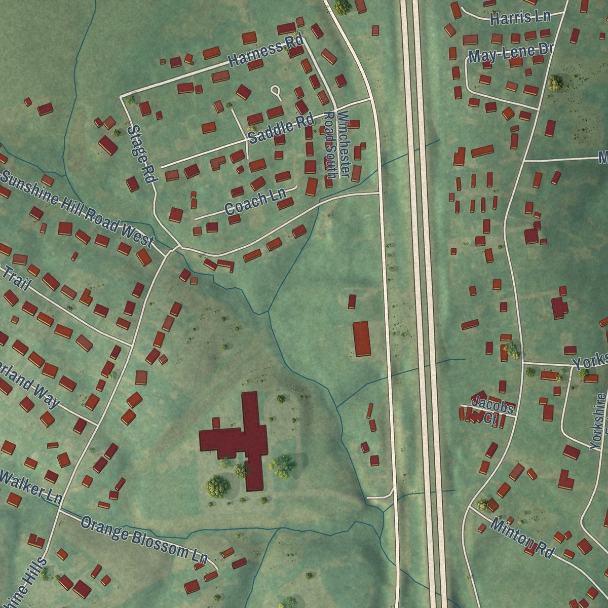 Close-up of the map of Pine Grove, Kentucky print showing street and building detail
