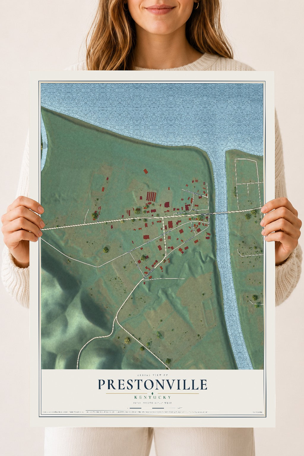 Map of Prestonville, Kentucky, 18 x 24 inch unframed archival matte print