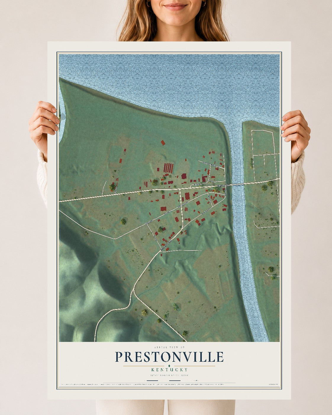 Map of Prestonville, Kentucky, 24 x 36 inch unframed archival matte print