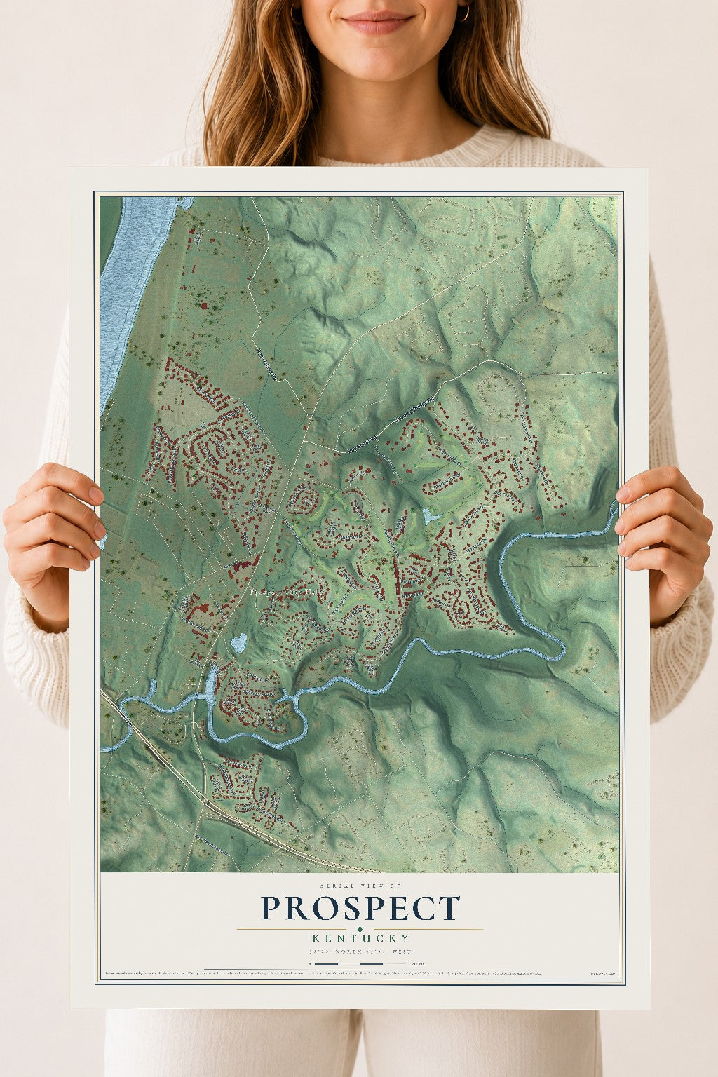 Map of Prospect, Kentucky, 18 x 24 inch unframed archival matte print