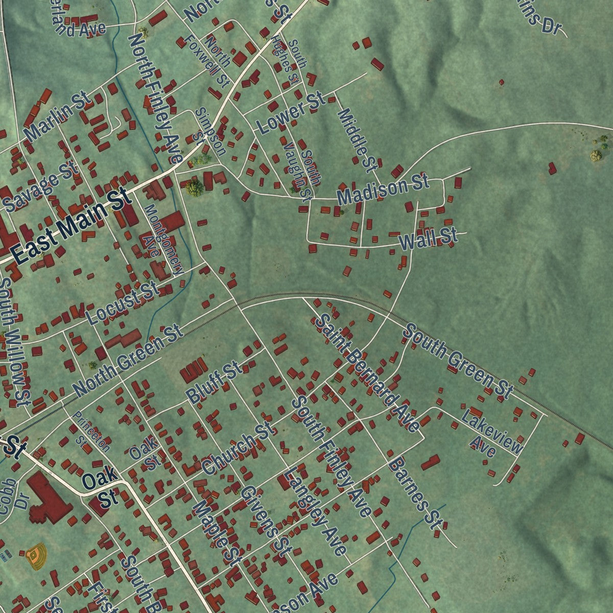 Close-up of the map of Providence, Kentucky print showing street and building detail