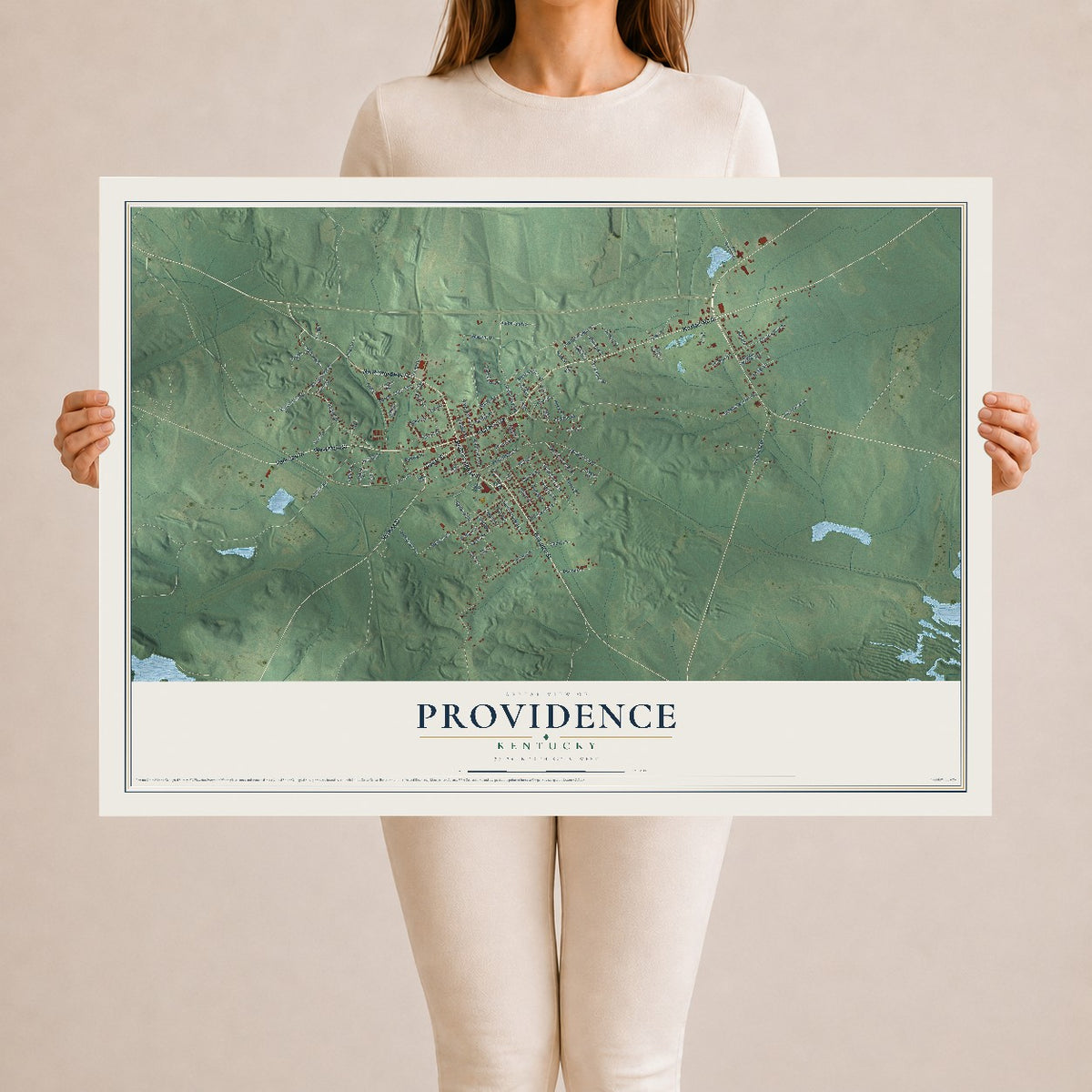 Map of Providence, Kentucky, 24 x 36 inch unframed archival matte print