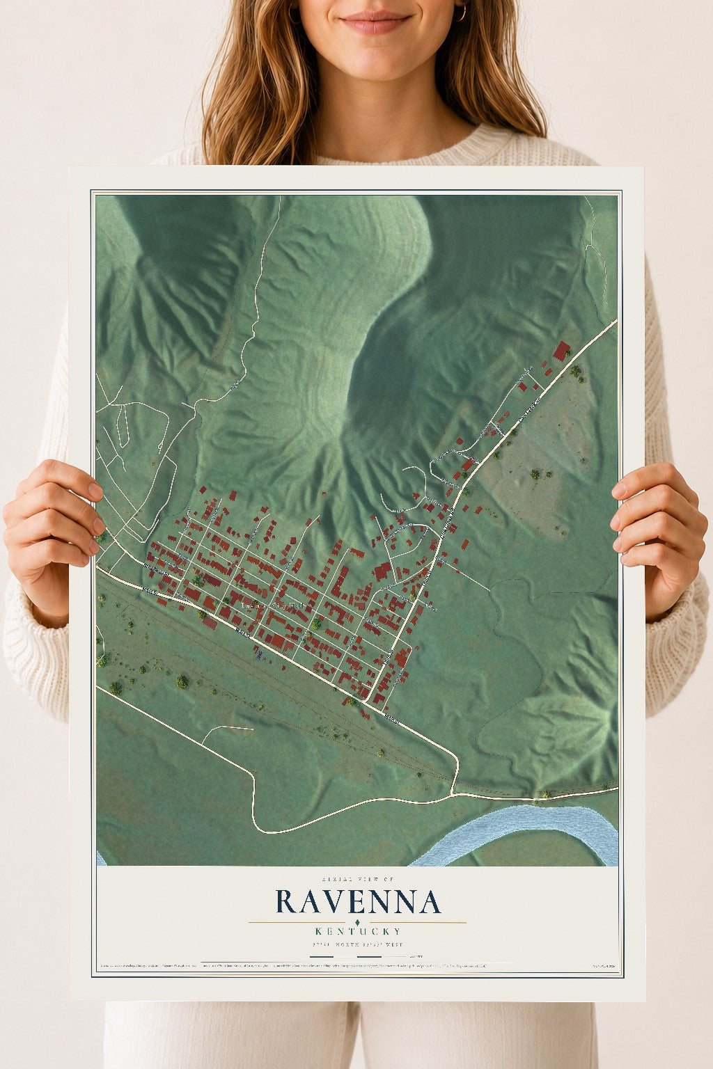 Map of Ravenna, Kentucky, 18 x 24 inch unframed archival matte print