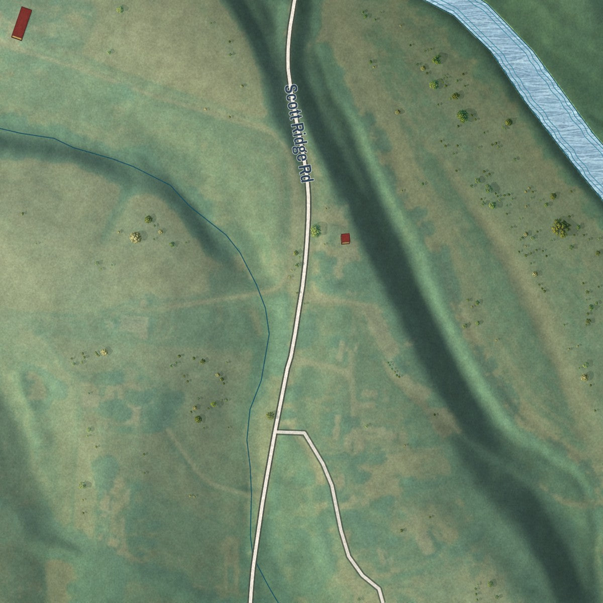 Second close-up of the map of Raywick, Kentucky print showing more streets and buildings