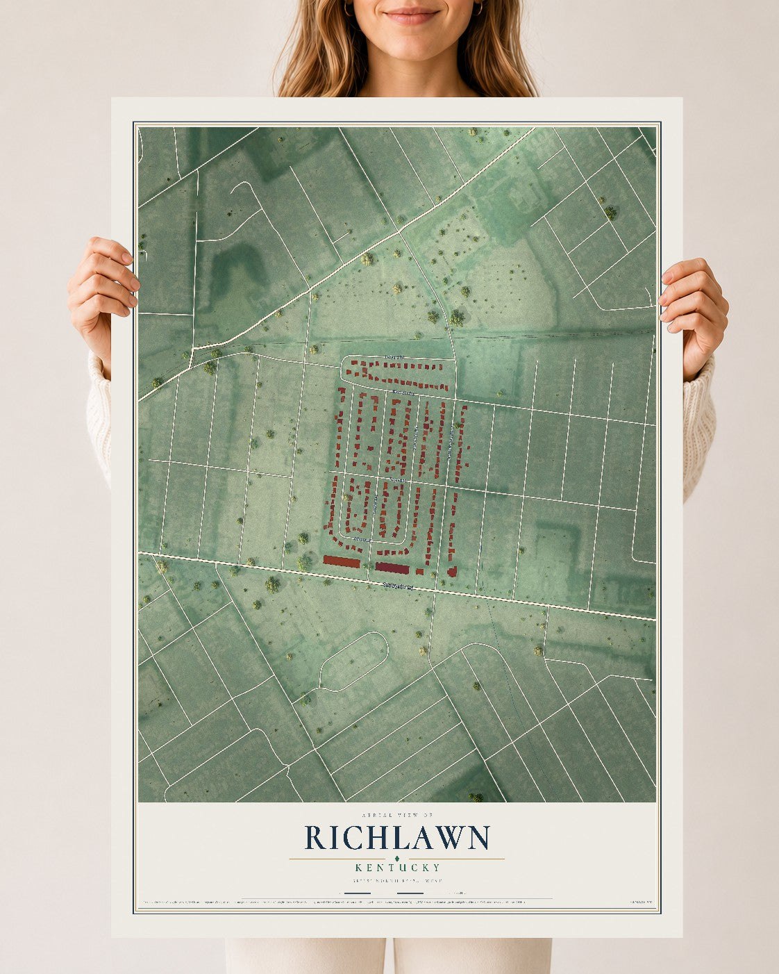 Map of Richlawn, Kentucky, 24 x 36 inch unframed archival matte print