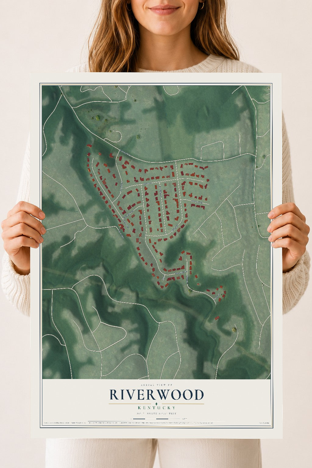 Map of Riverwood, Kentucky, 18 x 24 inch unframed archival matte print