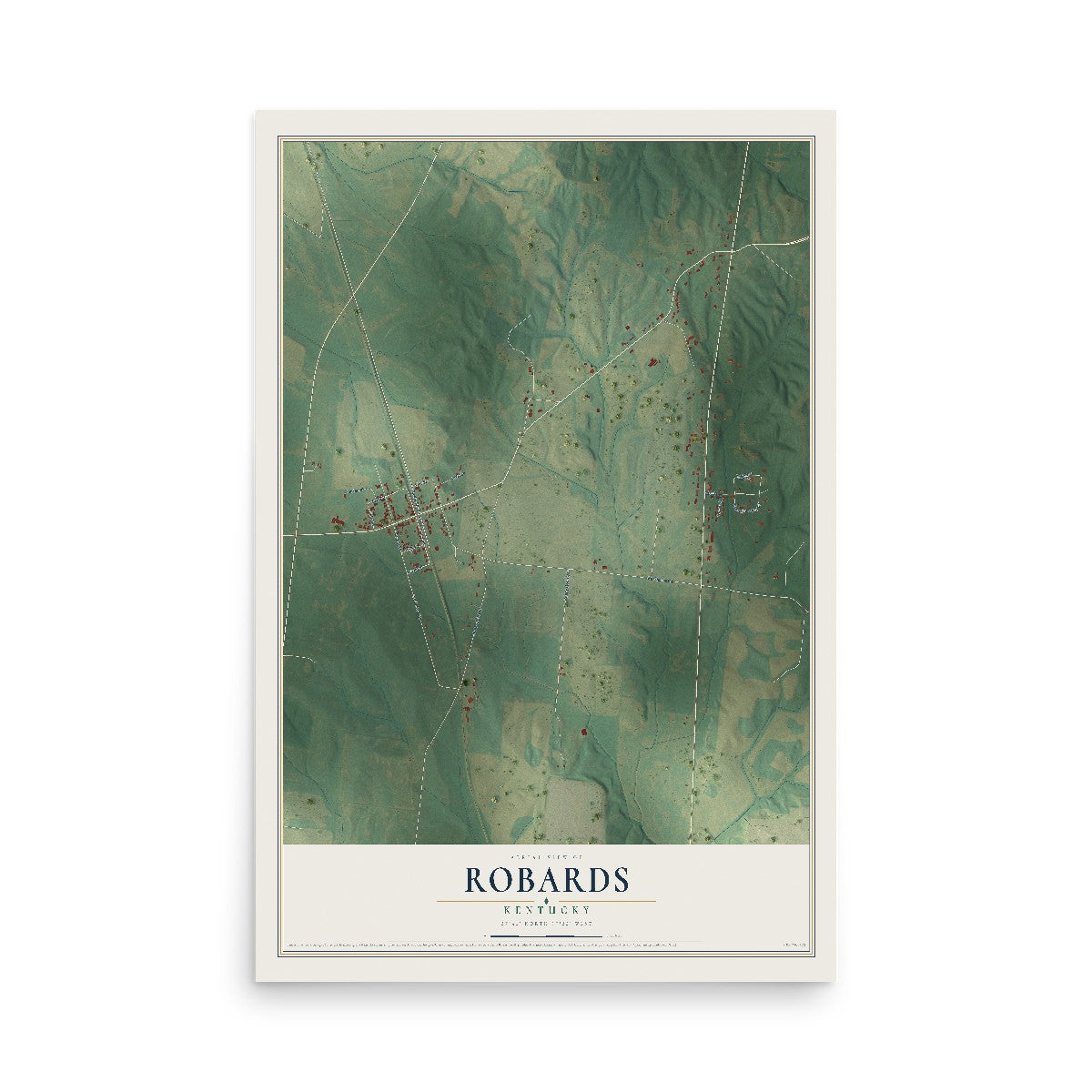 Map of Robards, Kentucky, 12 x 18 inch unframed archival matte print