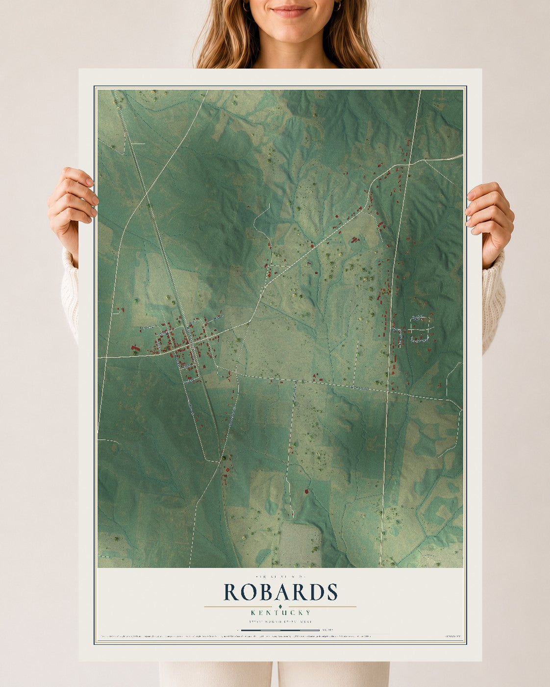 Map of Robards, Kentucky, 24 x 36 inch unframed archival matte print