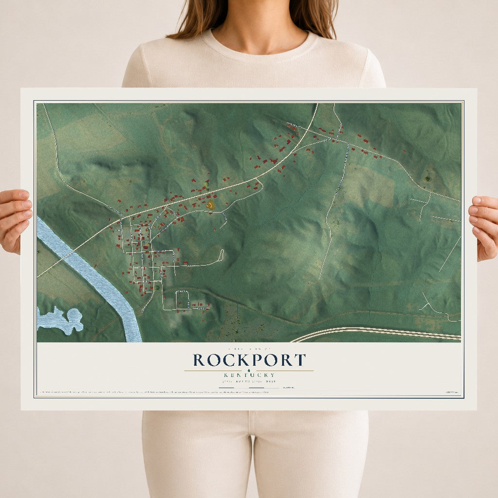 Map of Rockport, Kentucky, 18 x 24 inch unframed archival matte print