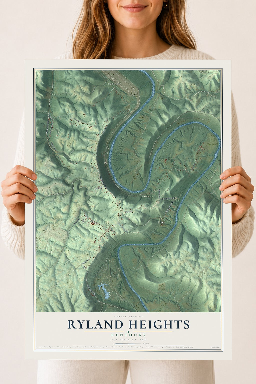 Map of Ryland Heights, Kentucky, 18 x 24 inch unframed archival matte print