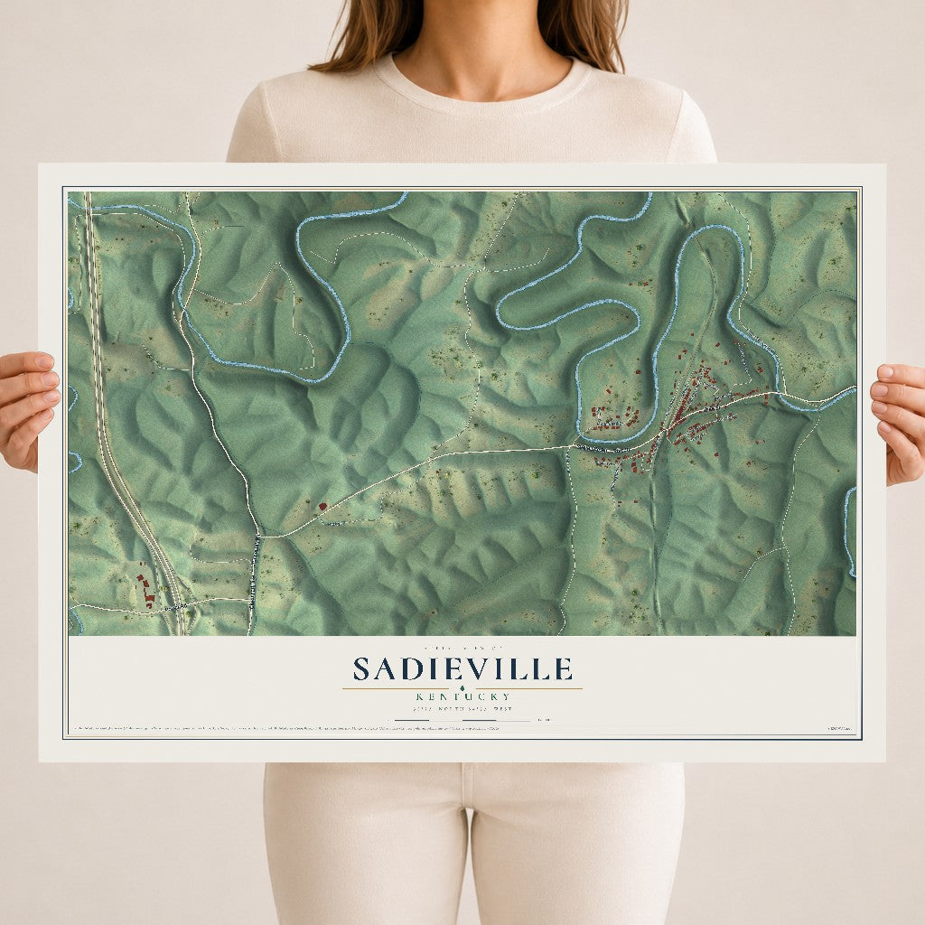 Map of Sadieville, Kentucky, 18 x 24 inch unframed archival matte print