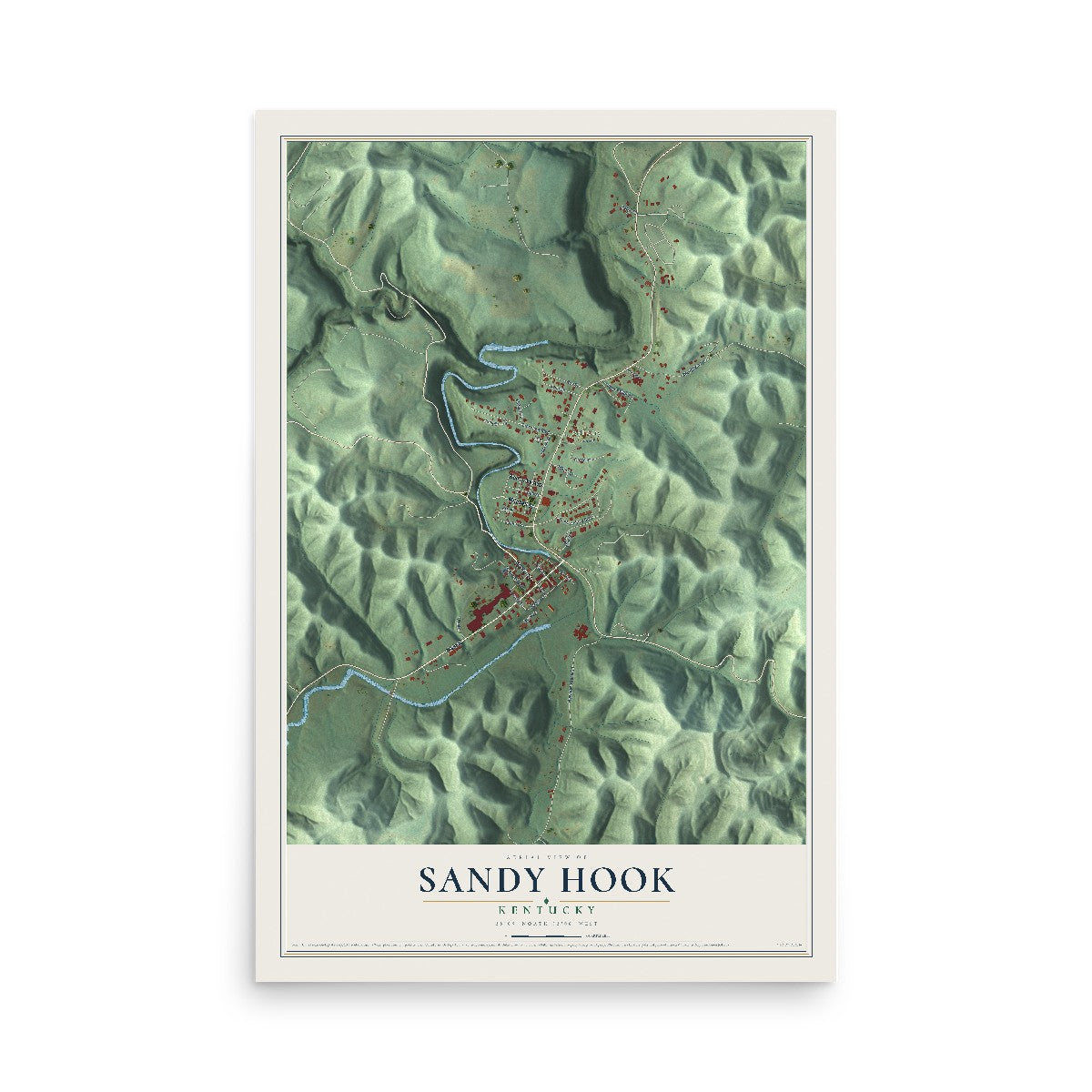 Map of Sandy Hook, Kentucky, 12 x 18 inch unframed archival matte print