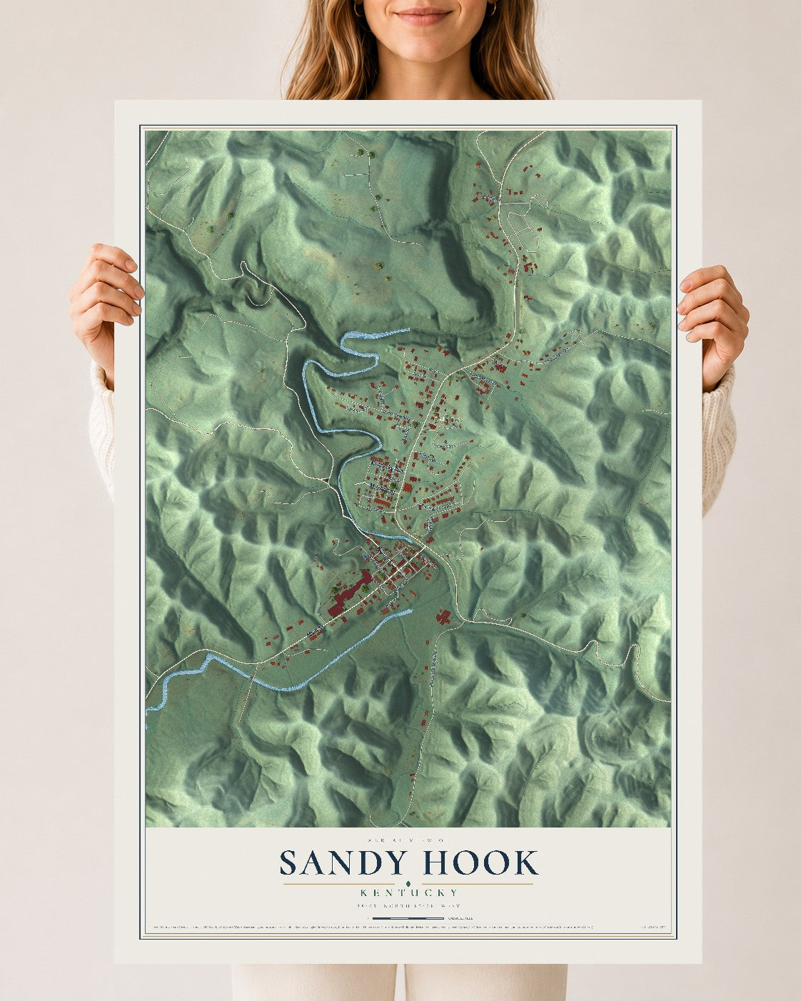 Map of Sandy Hook, Kentucky, 24 x 36 inch unframed archival matte print