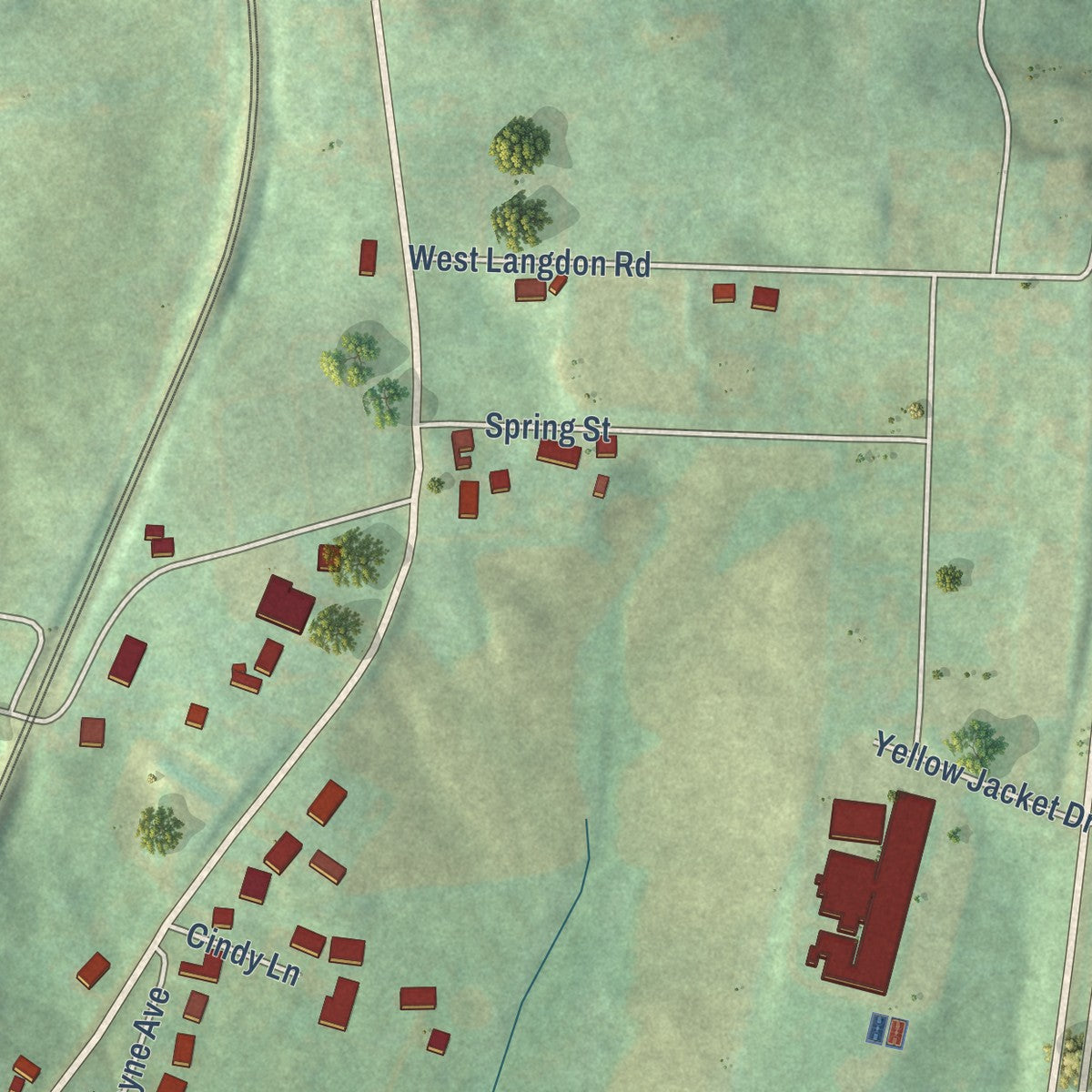 Second close-up of the map of Science Hill, Kentucky print showing more streets and buildings