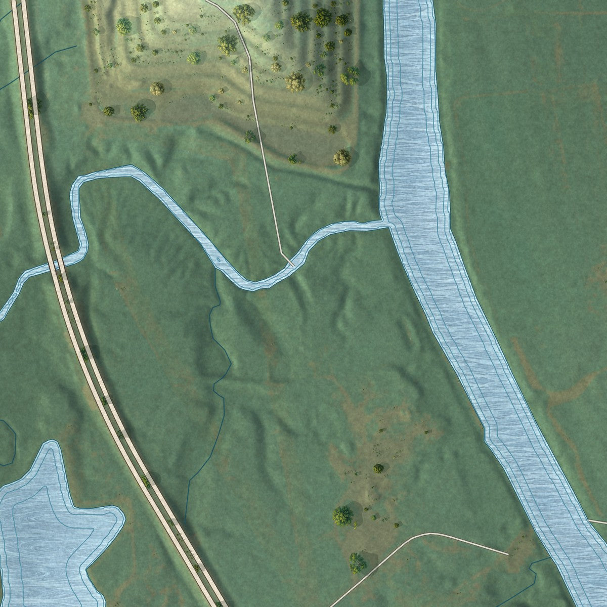 Second close-up of the map of Sebree, Kentucky print showing more streets and buildings