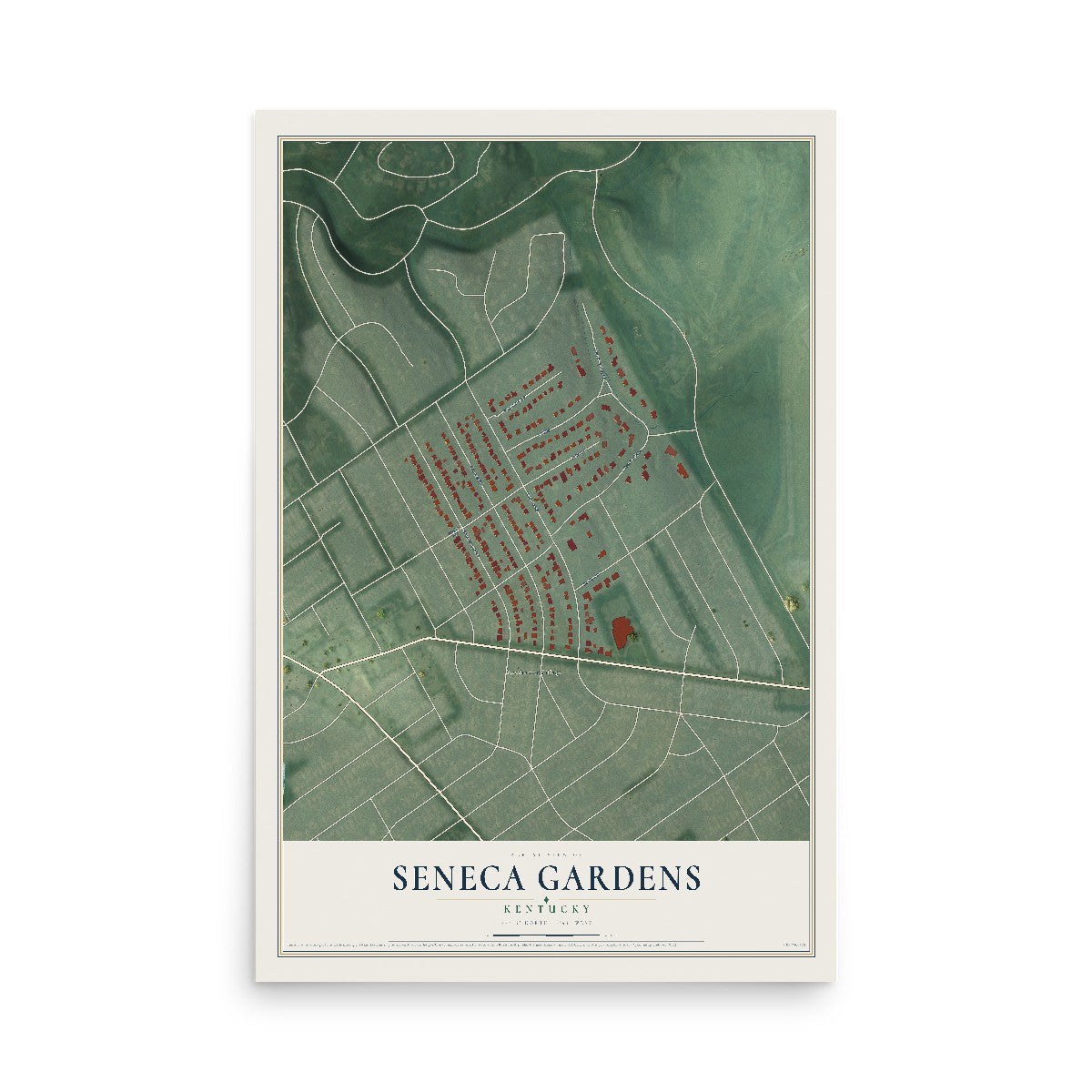 Map of Seneca Gardens, Kentucky, 12 x 18 inch unframed archival matte print