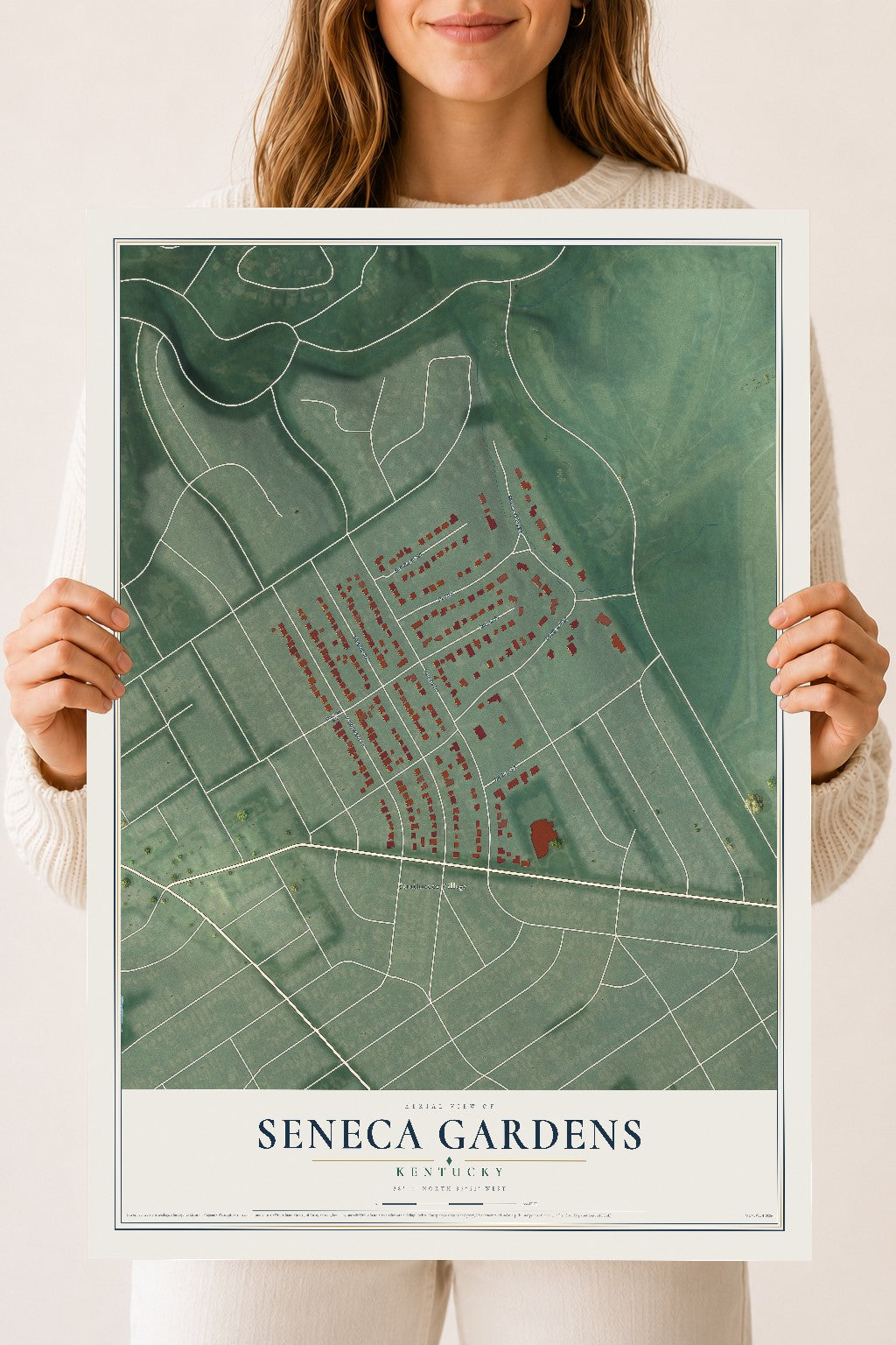 Map of Seneca Gardens, Kentucky, 18 x 24 inch unframed archival matte print