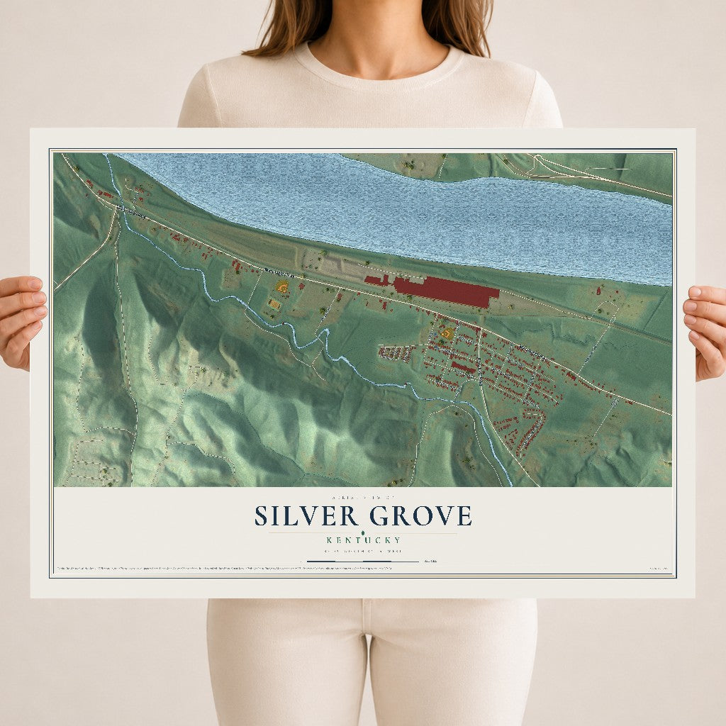 Map of Silver Grove, Kentucky, 18 x 24 inch unframed archival matte print