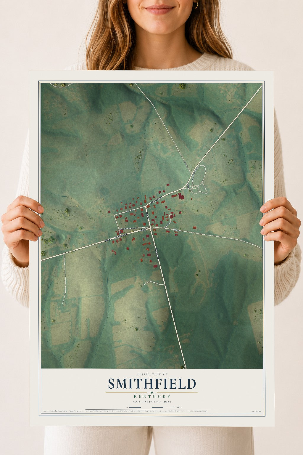 Map of Smithfield, Kentucky, 18 x 24 inch unframed archival matte print