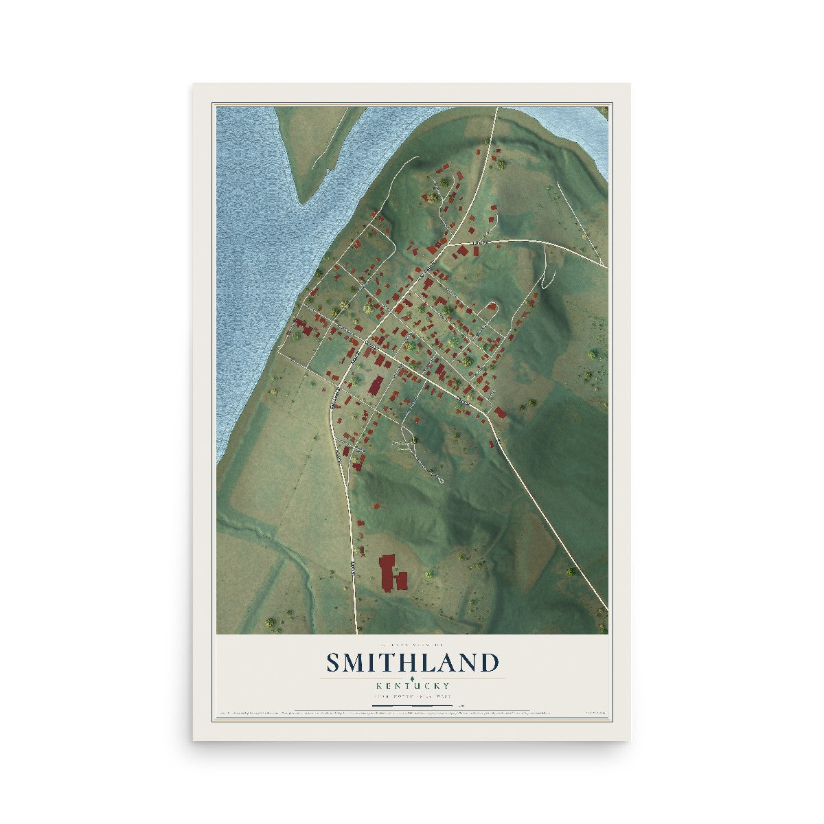 Map of Smithland, Kentucky, 12 x 18 inch unframed archival matte print